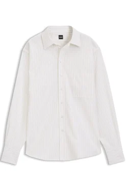 Relaxed-fit blouse in striped cotton poplin