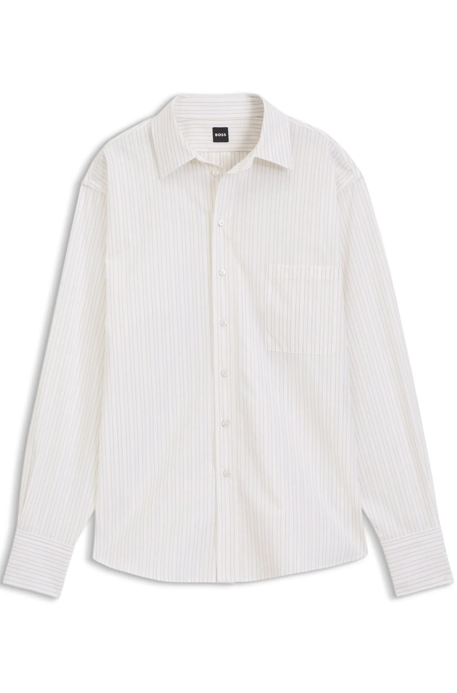 Relaxed-fit blouse in striped cotton poplin