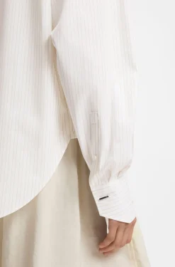 Relaxed-fit blouse in striped cotton poplin