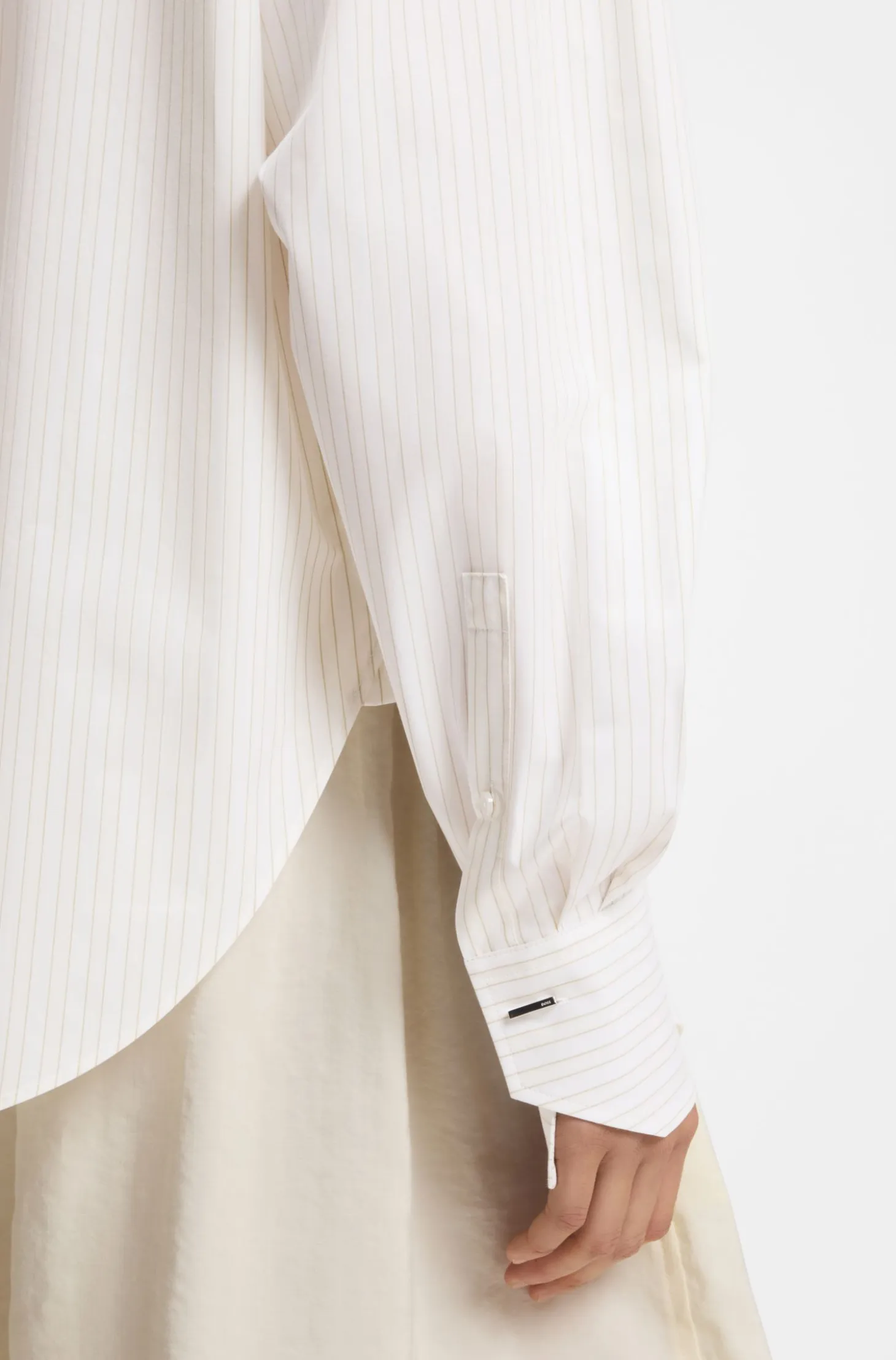 Relaxed-fit blouse in striped cotton poplin