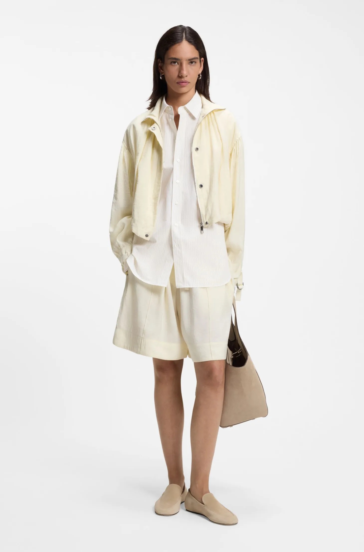Relaxed-fit blouse in striped cotton poplin