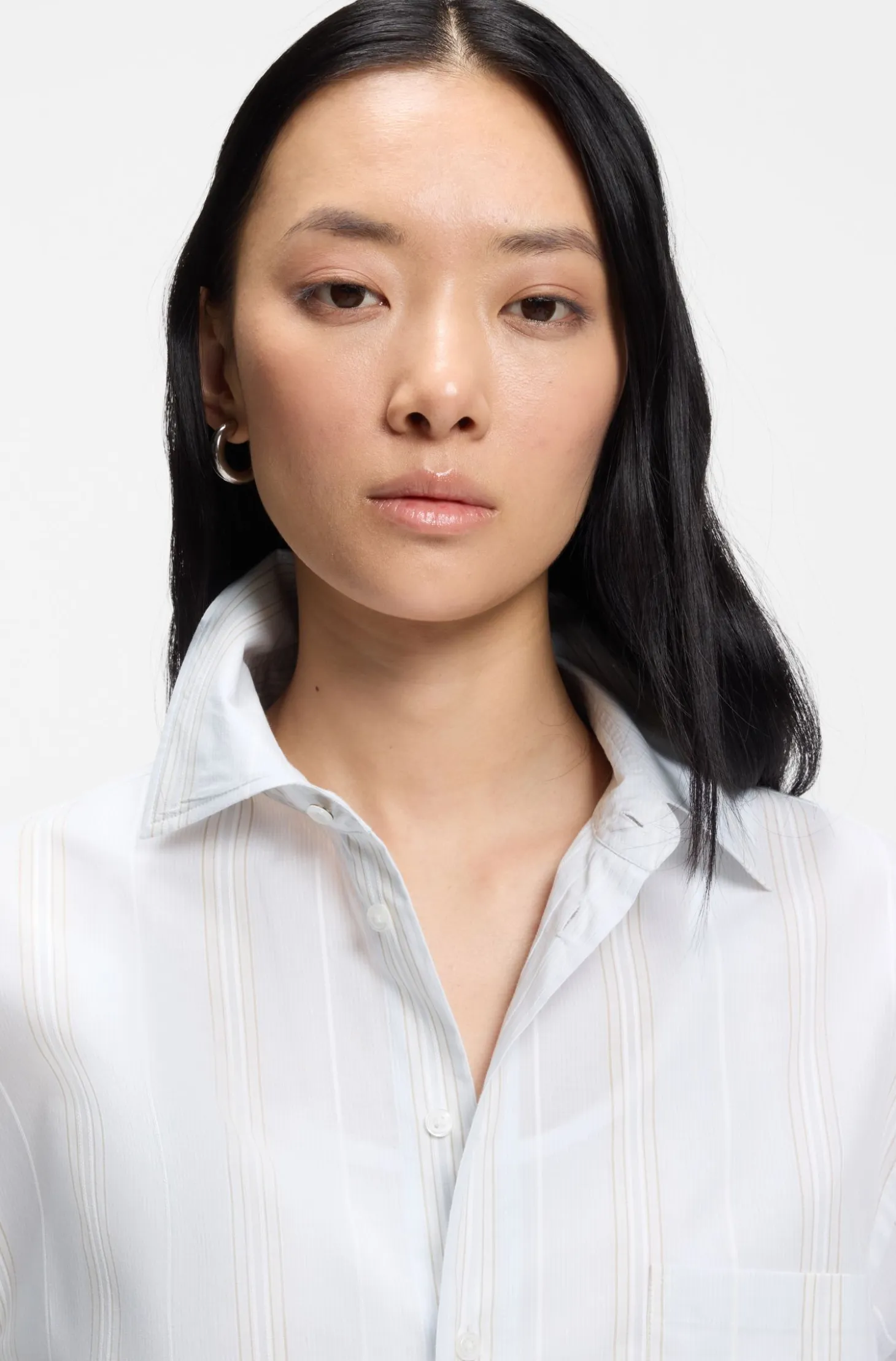Relaxed-fit blouse in striped cotton canvas
