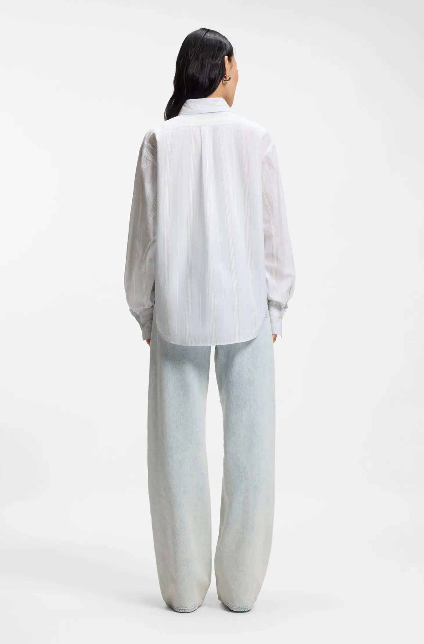 Relaxed-fit blouse in striped cotton canvas