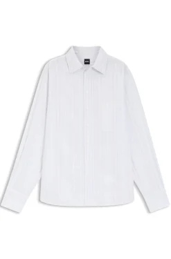 Relaxed-fit blouse in striped cotton canvas