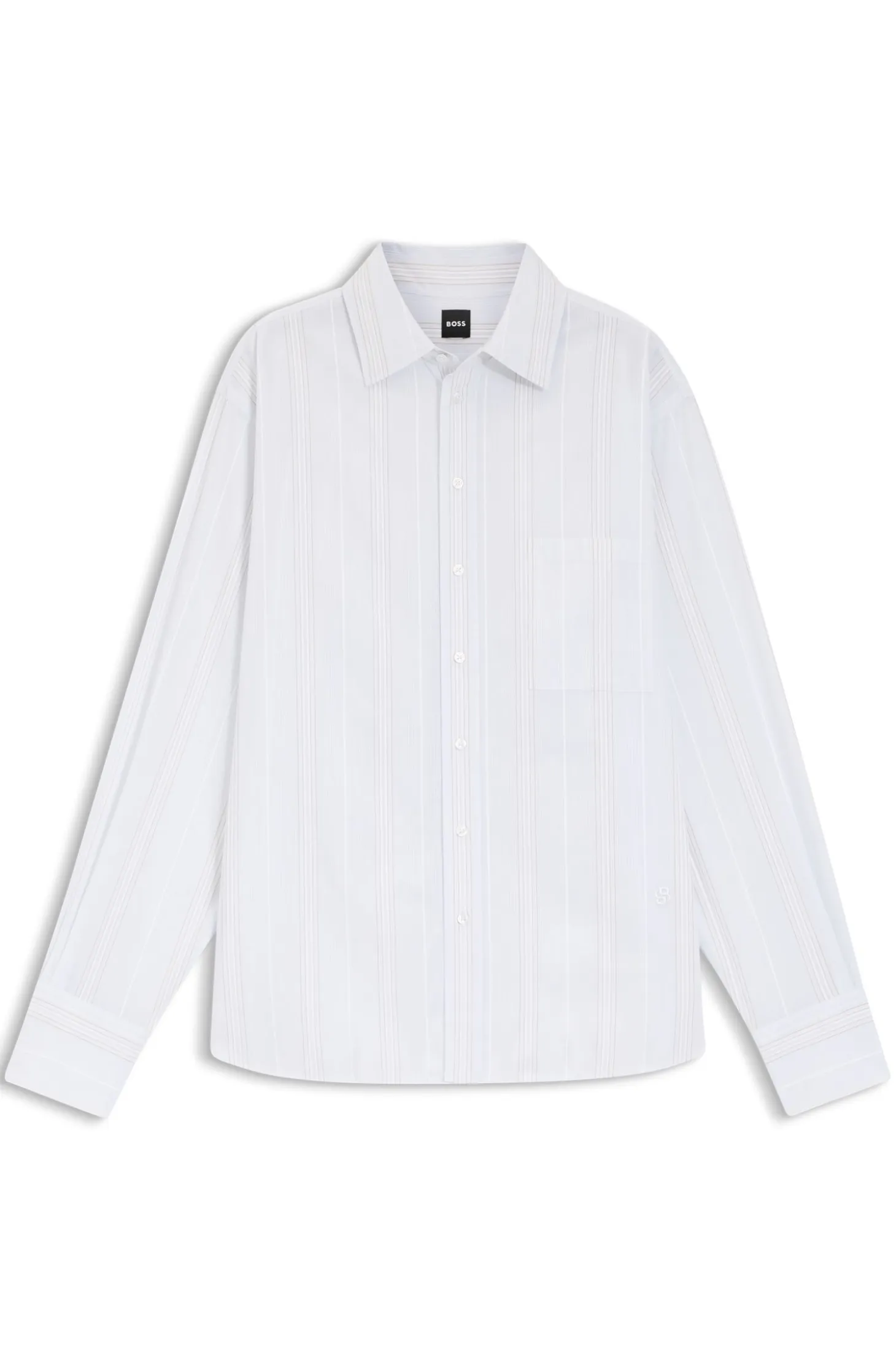 Relaxed-fit blouse in striped cotton canvas