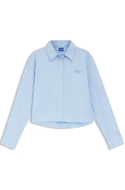 Relaxed-fit blouse in striped cotton poplin