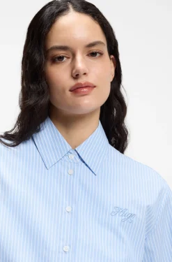 Relaxed-fit blouse in striped cotton poplin