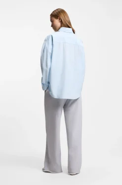 Relaxed-fit blouse in striped cotton poplin