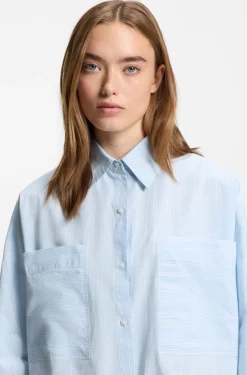 Relaxed-fit blouse in striped cotton poplin