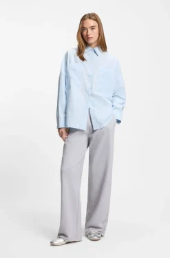 Relaxed-fit blouse in striped cotton poplin