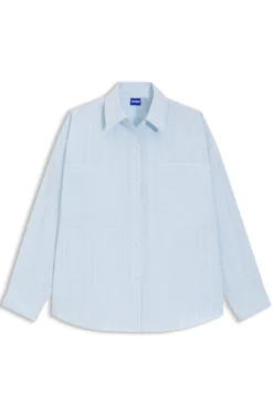 Relaxed-fit blouse in striped cotton poplin