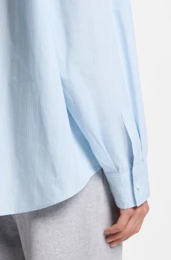 Relaxed-fit blouse in striped cotton poplin
