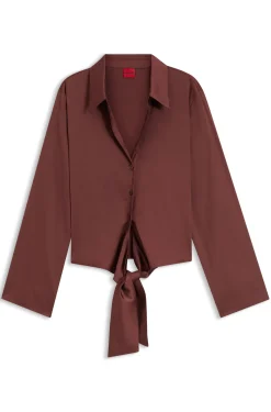 Relaxed-fit blouse with a tie-front feature
