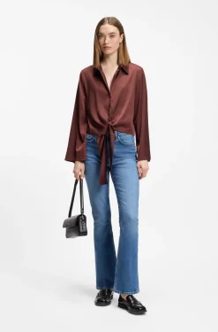 Relaxed-fit blouse with a tie-front feature