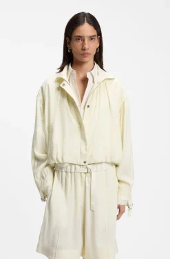 Relaxed-fit bomber jacket with stand collar