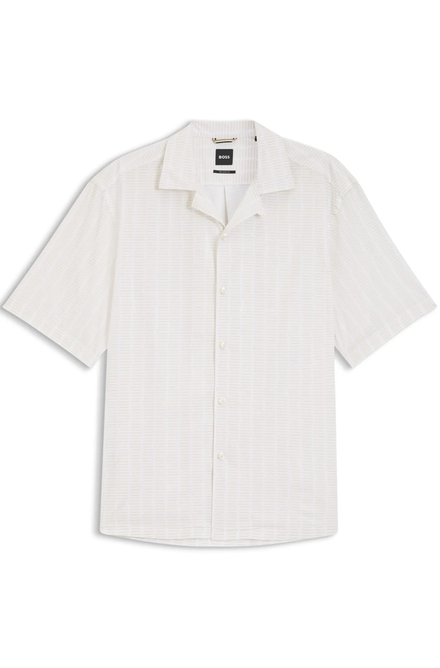 Relaxed-fit camp-collar shirt in stretch cotton poplin