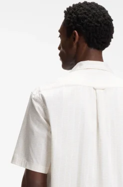 Relaxed-fit camp-collar shirt in stretch cotton poplin