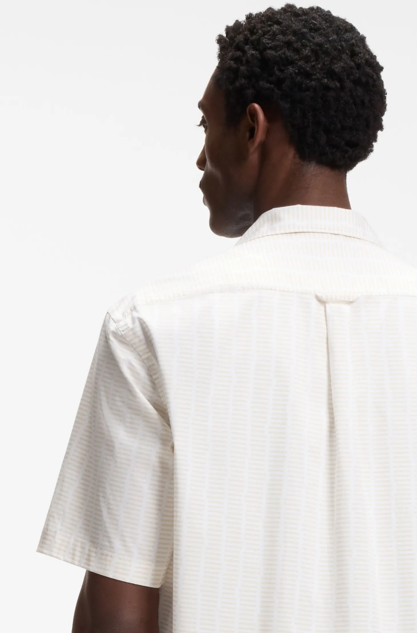 Relaxed-fit camp-collar shirt in stretch cotton poplin