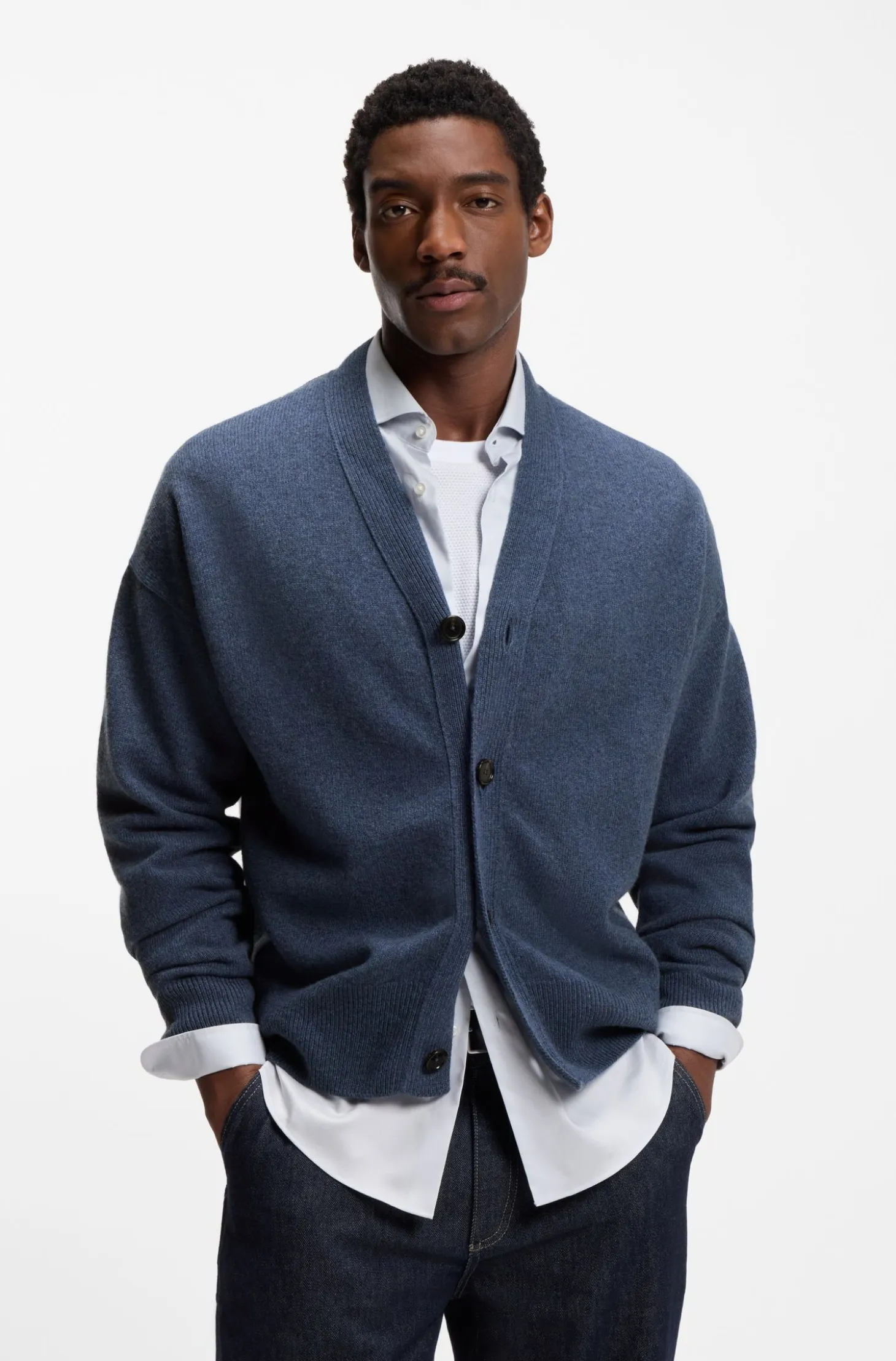 Relaxed-fit cardigan in virgin wool