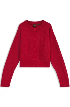 Relaxed-fit cardigan with open-knit details