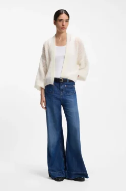 Relaxed-fit cardigan with open-knit structure