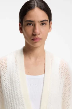 Relaxed-fit cardigan with open-knit structure