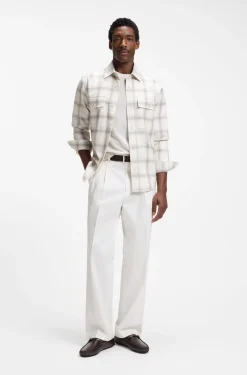 Relaxed-fit check shirt in virgin wool blend