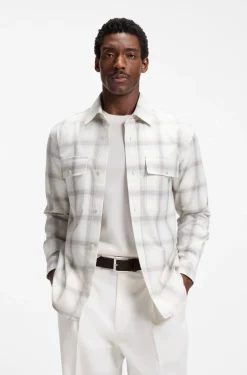 Relaxed-fit check shirt in virgin wool blend
