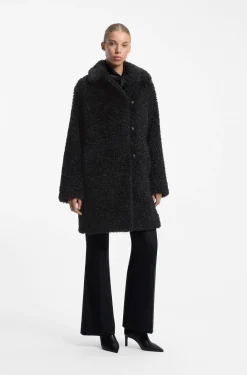 Relaxed-fit coat in textured faux fur