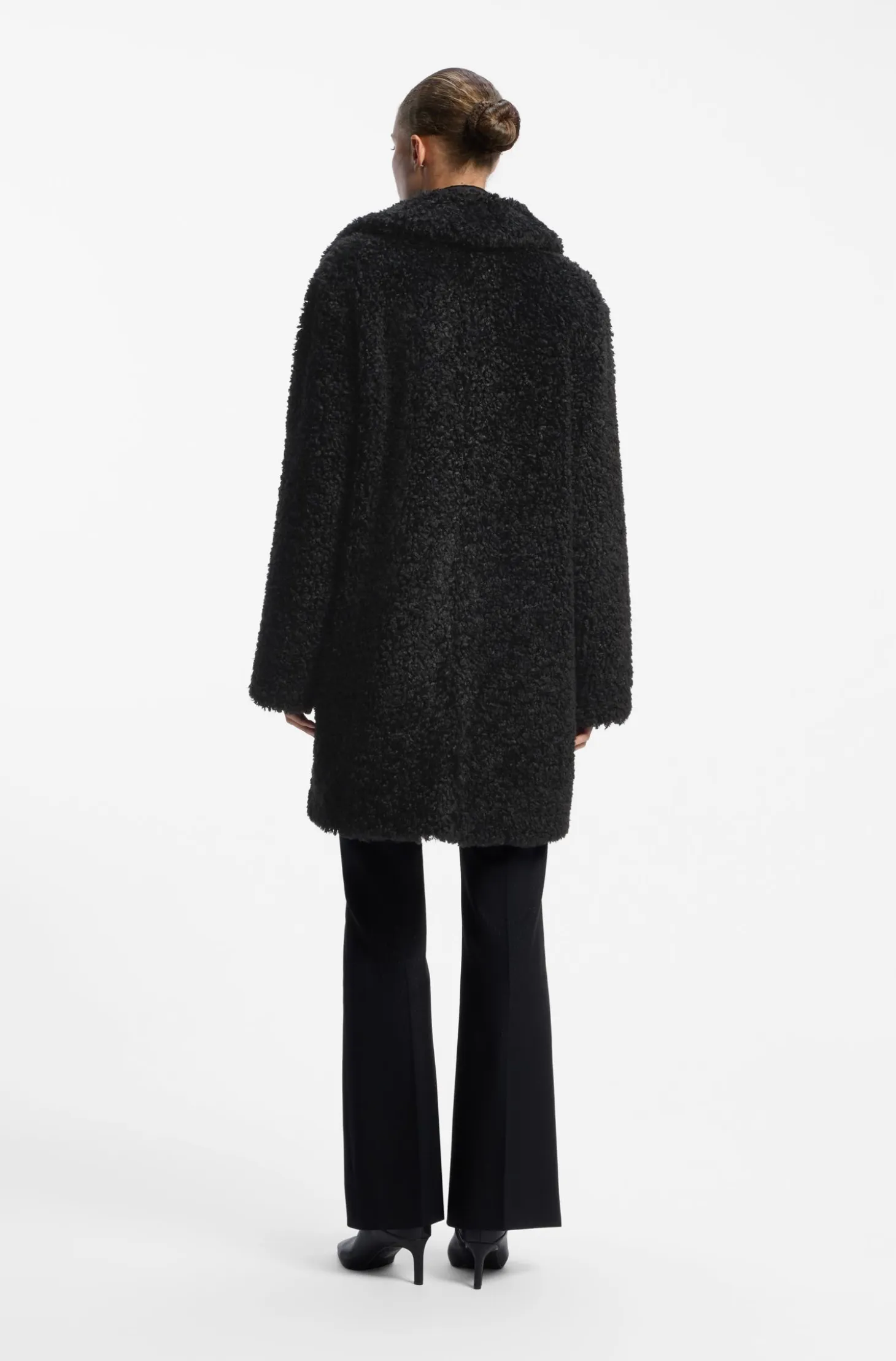 Relaxed-fit coat in textured faux fur
