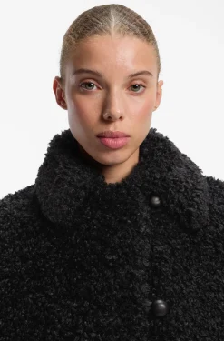 Relaxed-fit coat in textured faux fur