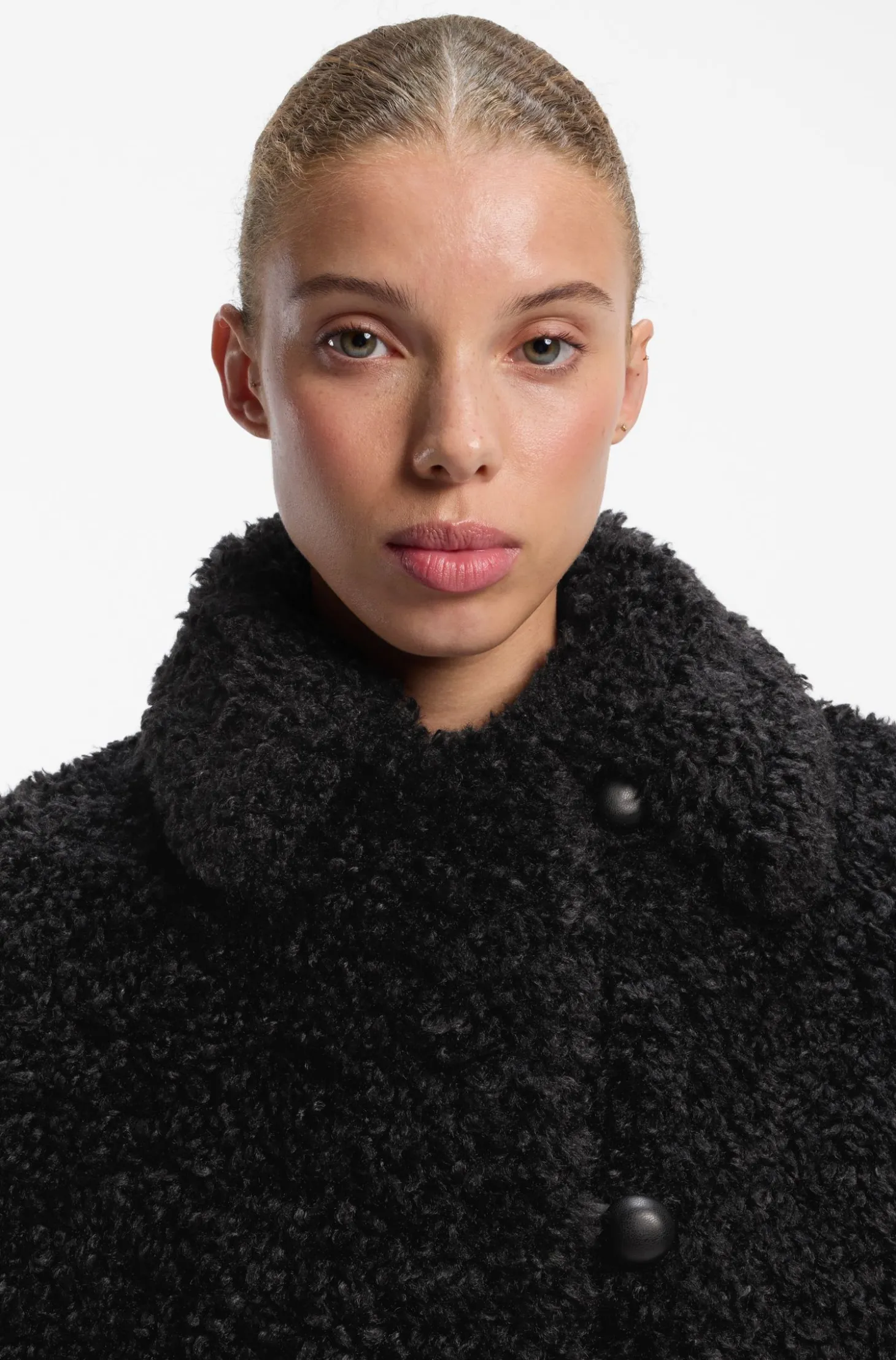 Relaxed-fit coat in textured faux fur