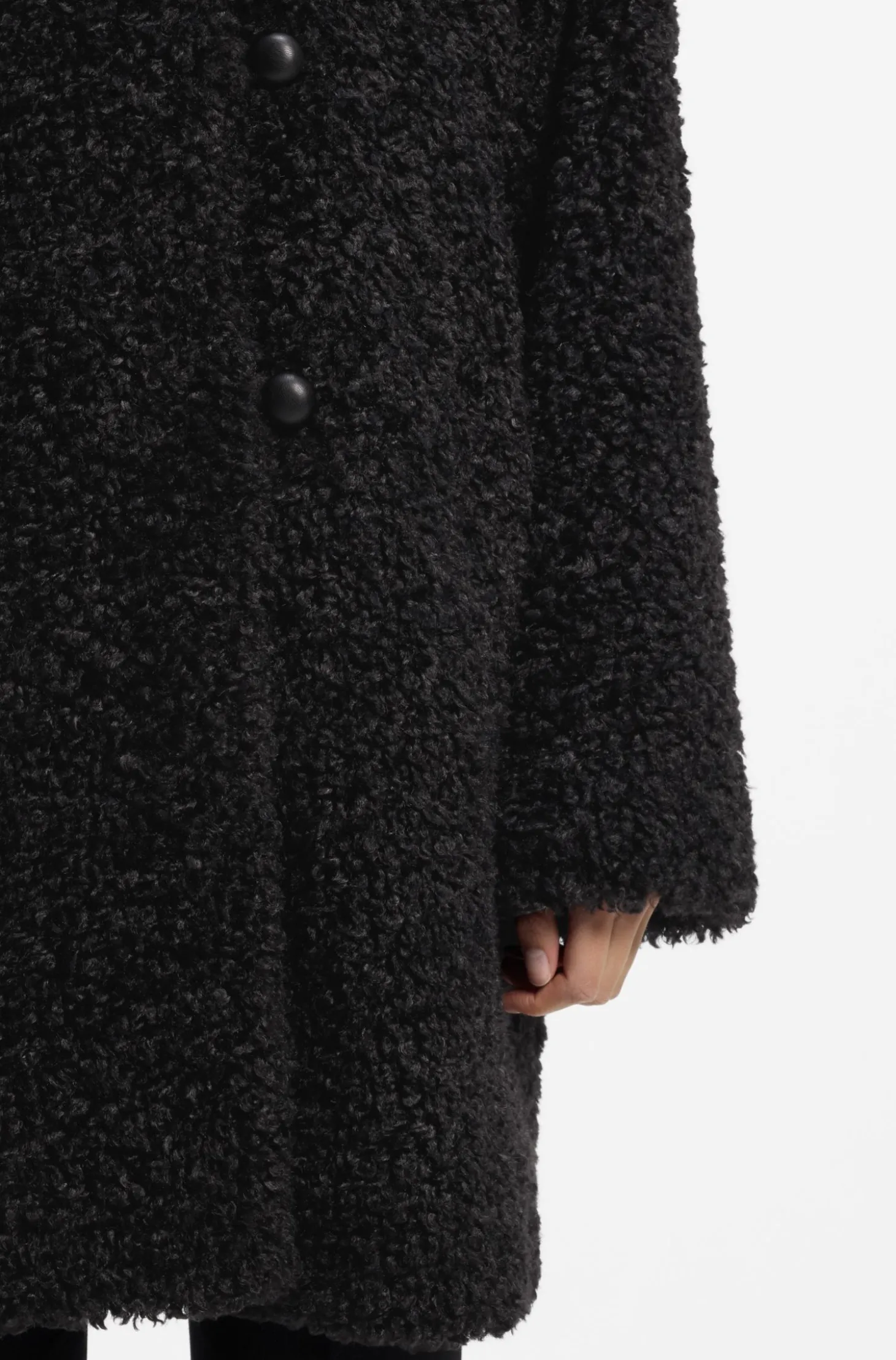 Relaxed-fit coat in textured faux fur