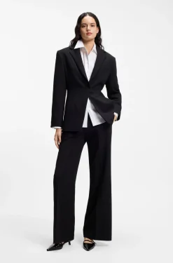 Relaxed-fit cotton blouse with stacked-logo cuff buttons