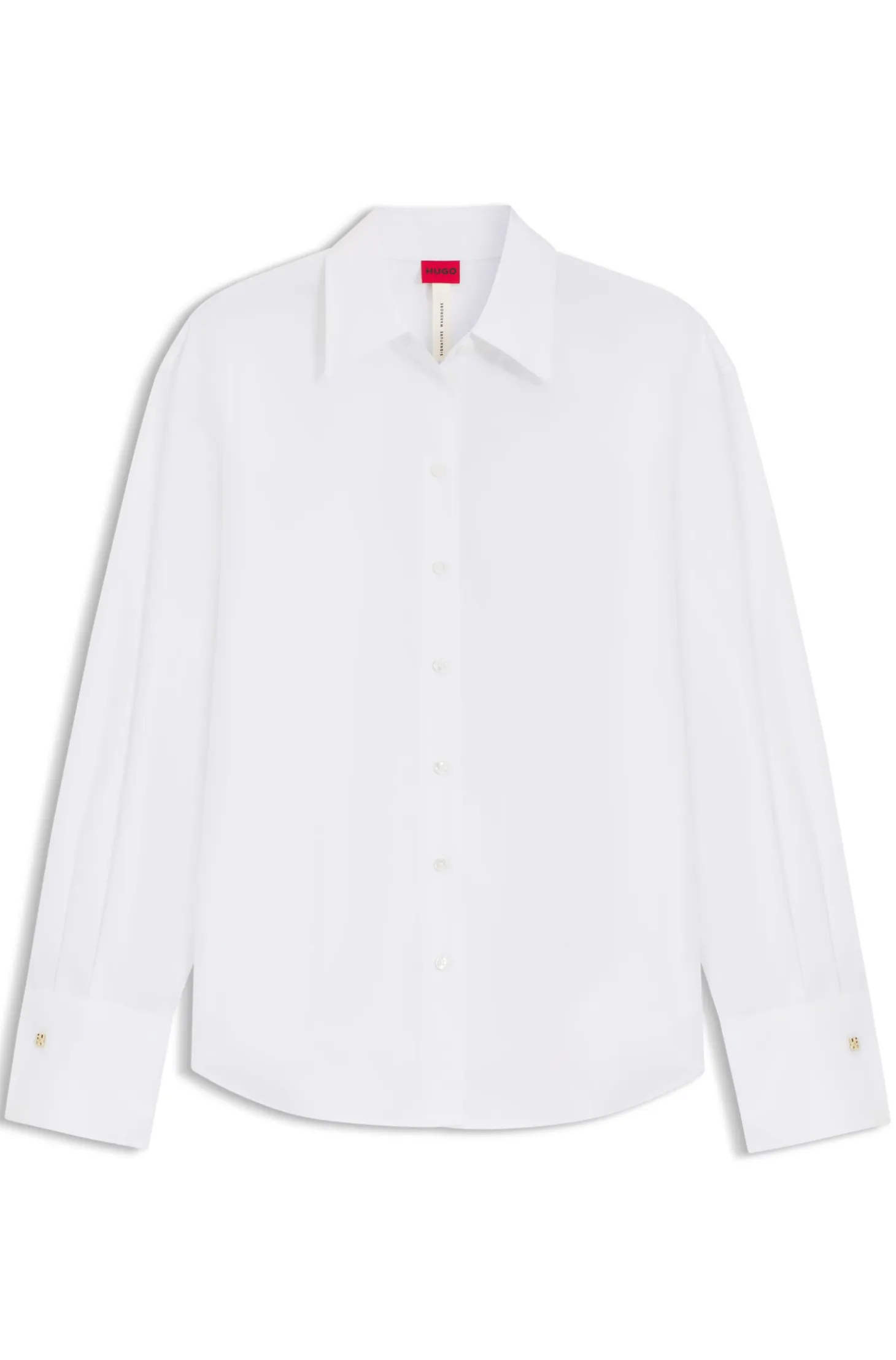 Relaxed-fit cotton blouse with stacked-logo cuff buttons