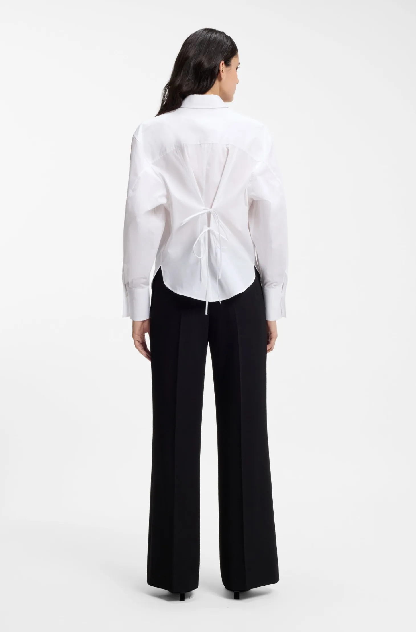 Relaxed-fit cotton blouse with stacked-logo cuff buttons
