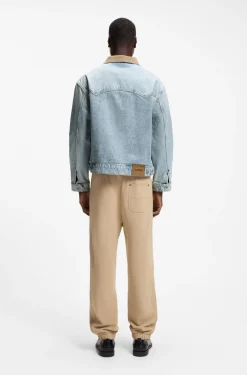 Relaxed-fit cotton jacket with corduroy collar