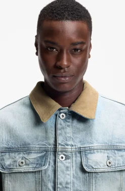 Relaxed-fit cotton jacket with corduroy collar