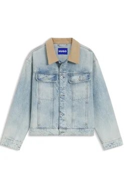 Relaxed-fit cotton jacket with corduroy collar
