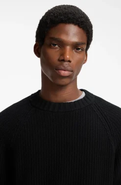 Relaxed-fit cotton sweater with raglan sleeves