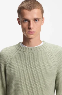 Relaxed-fit cotton sweater with raglan sleeves