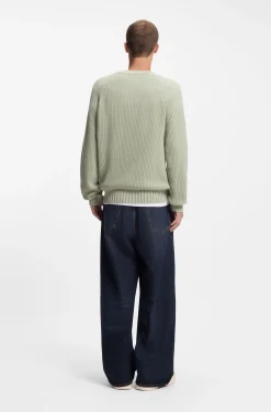 Relaxed-fit cotton sweater with raglan sleeves
