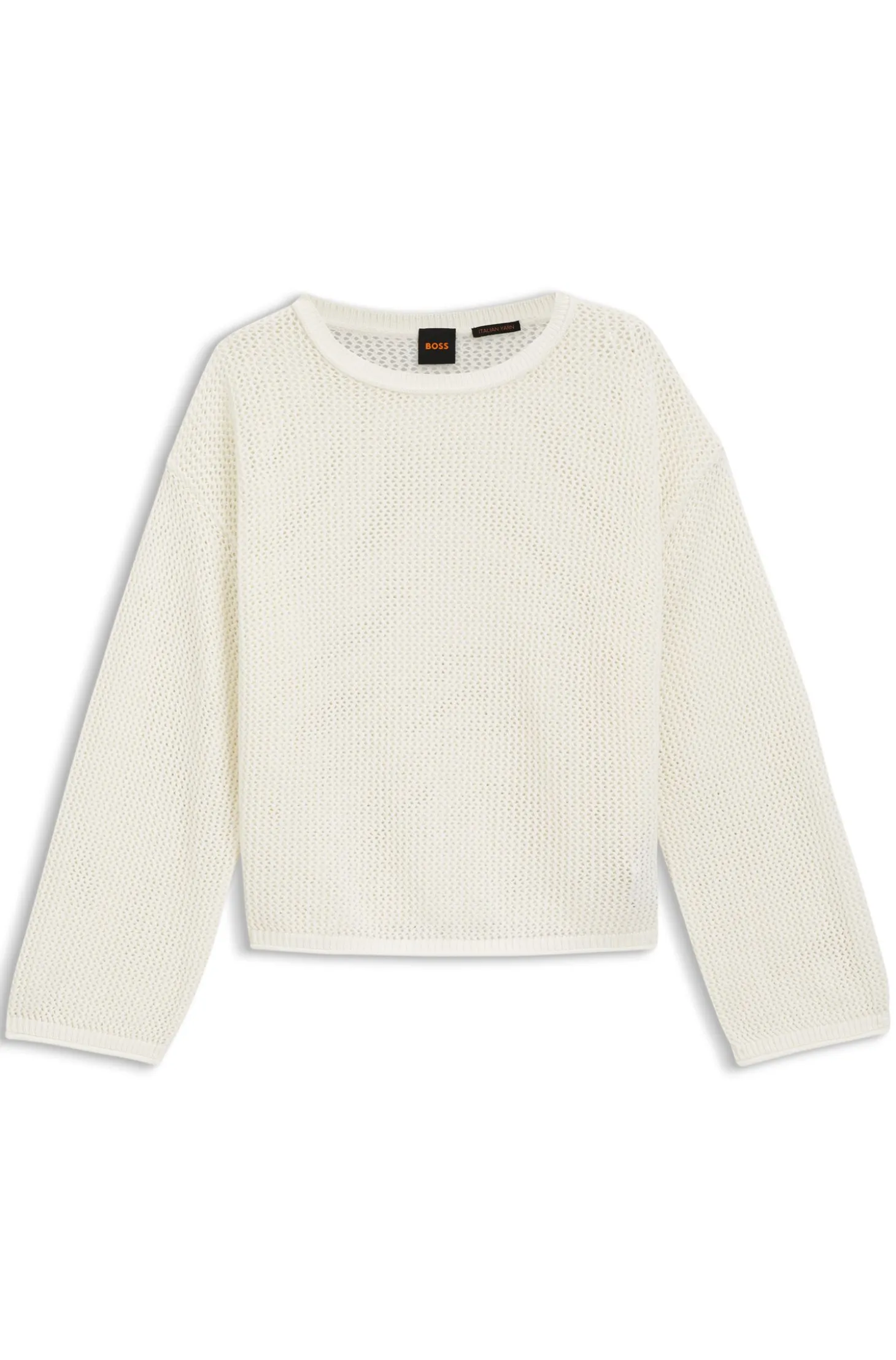 Relaxed-fit cotton sweater with mesh structure