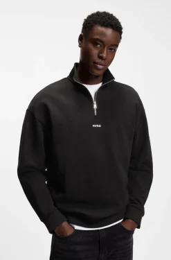 Relaxed-fit cotton sweatshirt with zip neck
