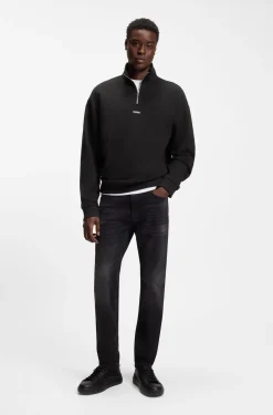 Relaxed-fit cotton sweatshirt with zip neck