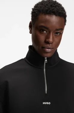 Relaxed-fit cotton sweatshirt with zip neck
