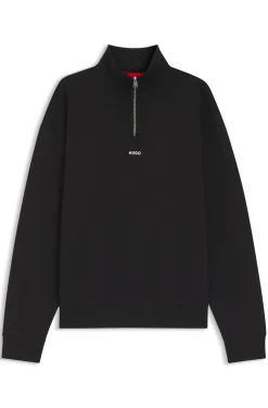 Relaxed-fit cotton sweatshirt with zip neck