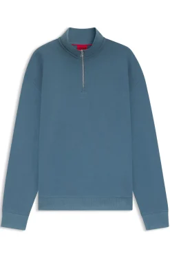 Relaxed-fit cotton sweatshirt with zip neck
