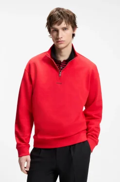 Relaxed-fit cotton sweatshirt with zip neck