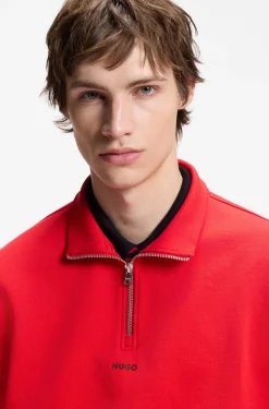 Relaxed-fit cotton sweatshirt with zip neck